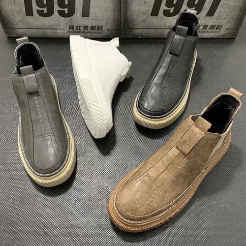 Martin Boots Mens Short Boots Men New High-top Set Feet Flat Casual Mens Shoes Korean Style Trendy Shoes Men Winter Boots