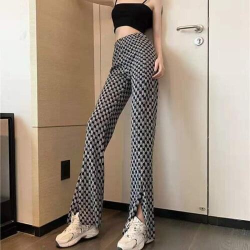 Spring And Summer Womens New Retro Loose Split Pants Leisure Micro Pull Commuting Capris High Waist Fashion Two Styles Of Pants