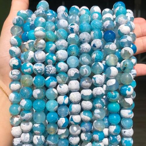 Blue Fire Dragon Agates Natural Stone Beads Round Loose Spacer Bead For Jewelry Making DIY Bracelet Necklace 15'Strand 6/8/10mm