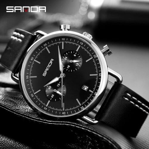 SANDA Mens Fashion Watch Belt Calendar Quartz Sport Watches Business Casual Watch for Man Clock Montre Homme Relogio Masculino