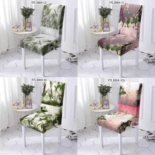 Flowers and green leaves scenery dinner table and chairs chair covers spandex chair cover bench cover party supplies wholesale