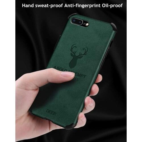 For iPhone 8 Case with deer Pattern Airbag Shockproof Anti-fall TPU Soft Edge and High quality leather Back Cover