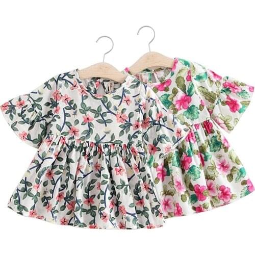 Children Dresses Kids Girl trumpet sleeve Print Cotton Dress Baby Girl Spring Summer dresses for girls baby girl clothes