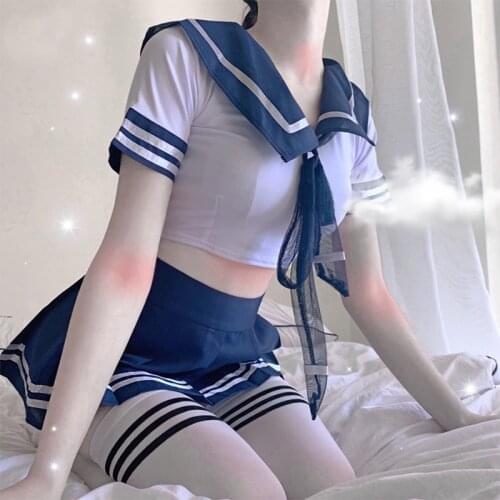 Dropshipping Women Sexy Cosplay Lingerie Student Uniform School Girl Ladies Erotic Costume Dress Women Lace Miniskirt Outfit Top