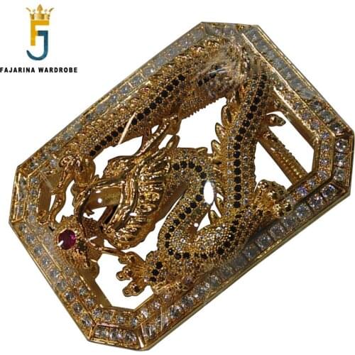 FAJARINA Unique Design Luxurious Sky Star Stainless Steel With Crystal Diamond Belts Buckle Twelve Zodiac Dragon Buckles BCK016