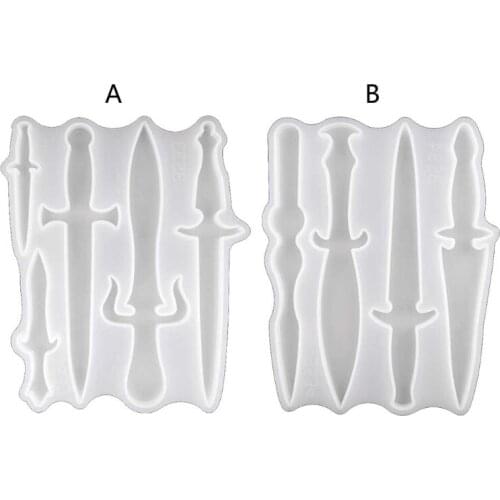 Knife Resin Mold Different Shape Sword Dagger Silicone Epoxy Mould for Halloween Cosplay Keychain Decoration DIY Casting