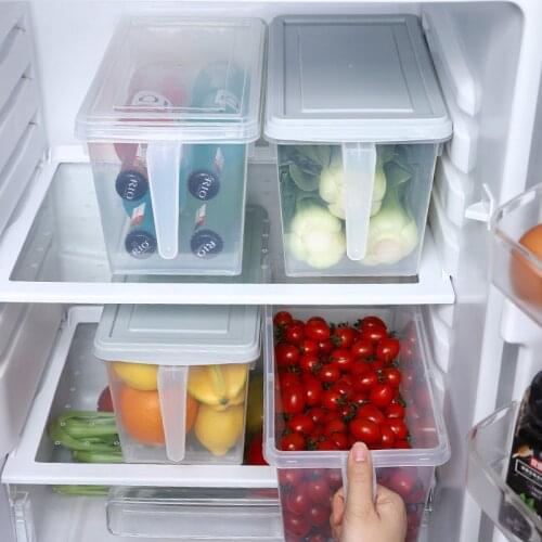 Sealed Handle Storage Box Rice Dispenser Food Containers Kitchen Storage Organization Plastic Refrigerator Fruit Baskets