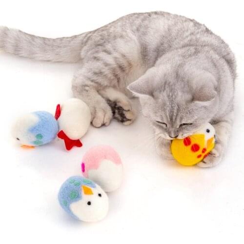 Teeth Grinding Catnip Toys for Cats Chicken Egg Interactive Plush Pet Toys Kitten Chew Oval Ball Natural Wool Kitten Accessories