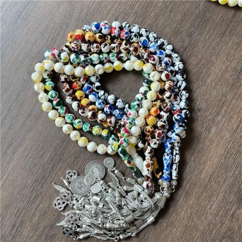 JunKang 10mm crushed stone pattern comes with scented rosary 33 Muslim Islamic prayer Mens and womens meditation beads
