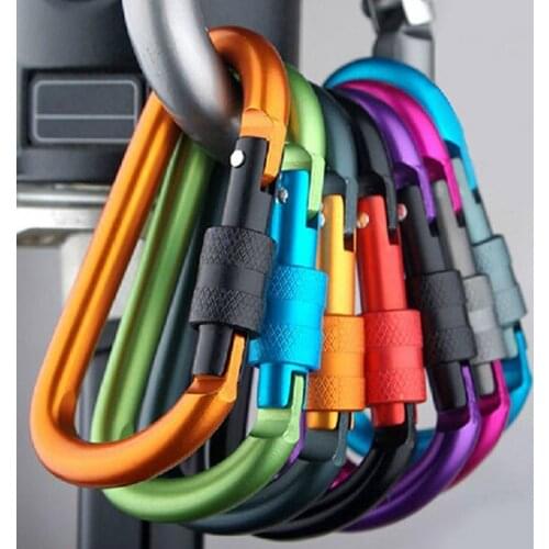 Carabiner D-Ring Nut Button Aluminum Alloy High Strength Keychain Clip for Camping Keychain Clip