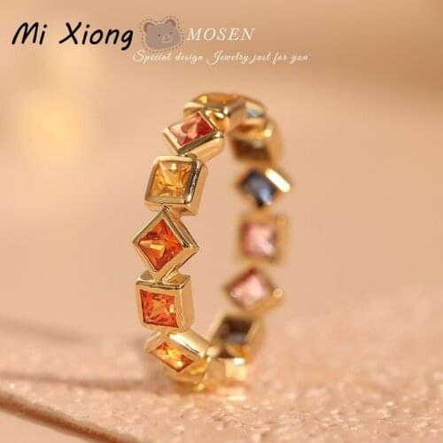 Mi Xiong s925 sterling silver new original rainbow series irregular-shaped ring light luxury exquisite lady charm brand jewelry