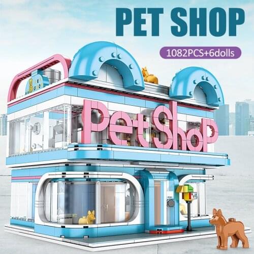 City Street View Building Block House Expert Building Block Pet Shop Toys Building Block Children Christmas Gift For Children
