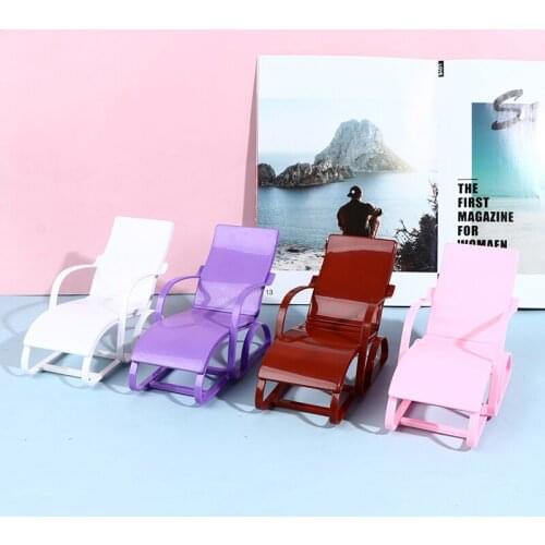 1:6 Scale Dollhouse Furniture Swim Foldable Deckchair Accessories For Barbie Doll For Blythe House Lounge Pink Rose Beach Chair