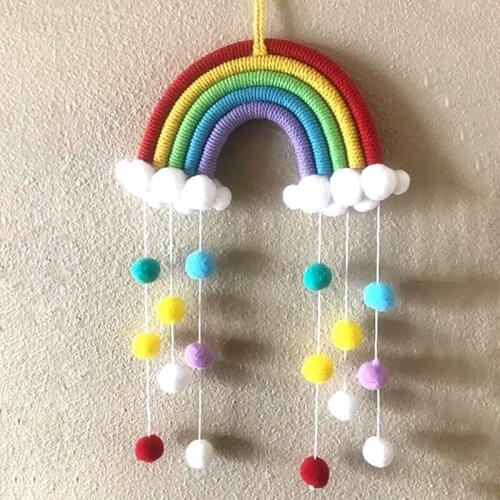 MLGB Rainbow Wall Hanging Decor Woven Cloud Hanging Wall Decoration for Home and Childrens Room Decoration