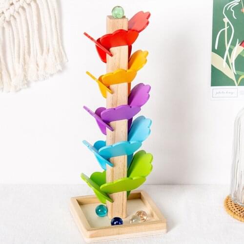 Montessori Wood Building Block Colorful Tree Jenga Balancing Developmental Interactive Toys Learning Educational DIY Leaves Toy
