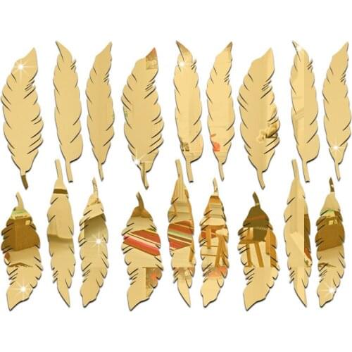 JM187 Cartoon Feather Mirror Sticker Childrens Room Decoration self adhesive Wall Sticker
