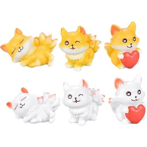 Cartoon Fox Shape Resin Crafts Micro Landscape DIY Bonsai Ornaments Garden Decor Landscape DIY Bonsai Ornaments Garden Decor