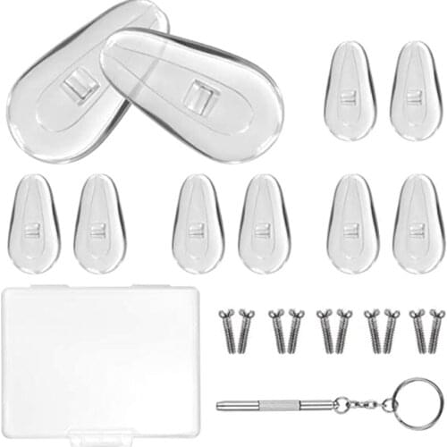 Soft Silicone Air Chamber Eyeglass Nose Pads Eyeglass Repair Kit 15mm Glasses Screws & Micro Screwdriver