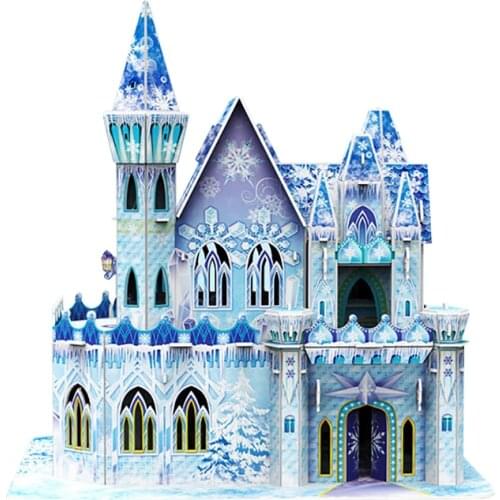 62pcs Miniature Dollhouse Kit Diy Assemble Model Ice Castle Toy House For Children Furniture Doll House New Year Birthday Gift
