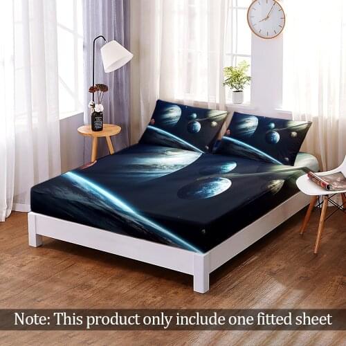 Hot Sale Starry sky Universe 1pcs 100% polyester Printed Fitted Sheet Mattress Cover Four Corners With Elastic Band Bed Sheet