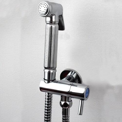 X13024 Wall Mounted Chrome Color Brass Bidet Valve with Shower Sprayer