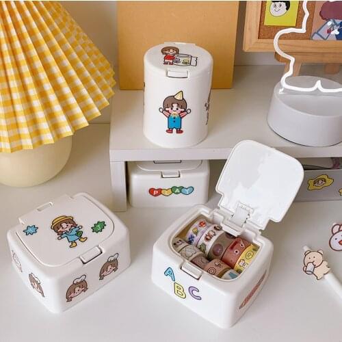 W&G Desktop storage box cotton swab box with cover dustproof pop-up window type stationery storage container Plastic Space Box
