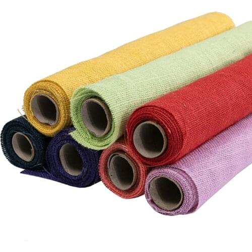 Small Piece Colorful Faux Jute Trim Fabric Raw Linen Ribbon Fabric For Party Wedding Decoration Background DIY Material TJ0716