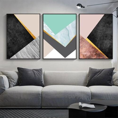 Nordic Triangle Hexagon Geometry Mosaic Combination Canvas Paintings Poster Print Home Decorative Wall Art Pictures Living Room