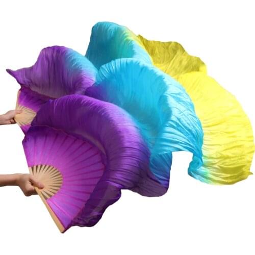 New Arrivals 100% Silk Dance Fans 1 Pair Handmade High Quality Silk Belly Dance Fans wholesale Size and color can be customized