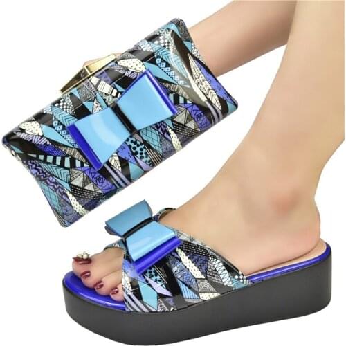 New Shoes and Bag for Party Wedding Womens Platform Heels Patent Leather Wedding Shoes for Women Bride Wedges Shoes for Women