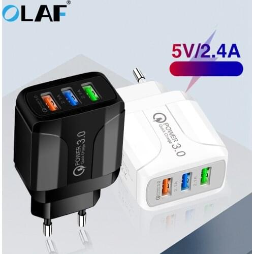 Olaf EU/US Plug USB Charger 5A Quik Charge 3.0 Mobile Phone Charger For iPhone 11 Samsung Xiaomi 3 Port 28W Fast Wall Chargers