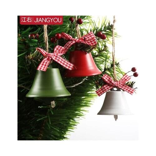 Christmas Bell Ornaments Cute Sleigh Bell Pendants with Plaid Bow Xmas Tree Decorations Joyous