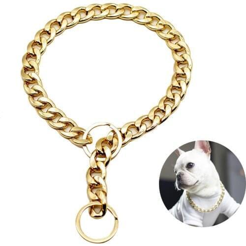 Pet Dog Chain Collars Stainless Steel Dog Collar Necklace Thick Gold Necklace For Small Medium Dog Pet Puppy Durable Decoration