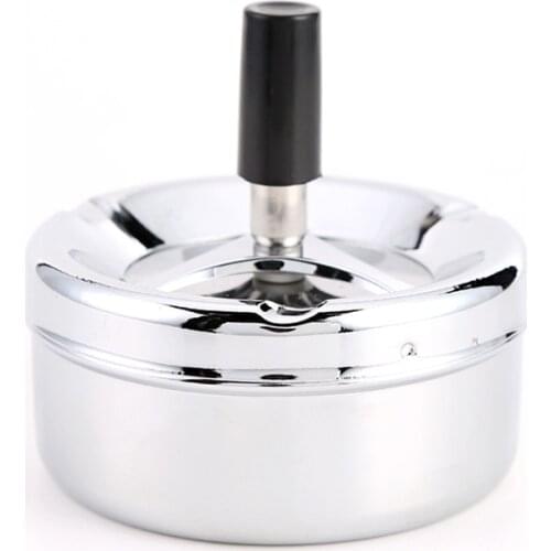 9.5x9cm Portable Stainless Steel Spinning Ashtray Household Round Ashtrays