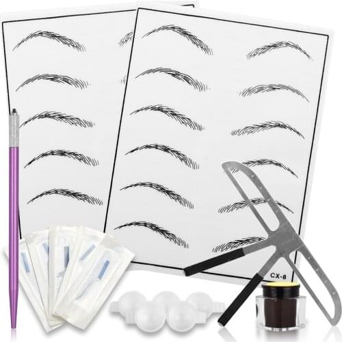 Microblading Practice Kit Eyebrow Tattoo Pen Micro Needle Skin Permanent Make Up Farb Stifte Stainless Steel Pinca Sobrancelha