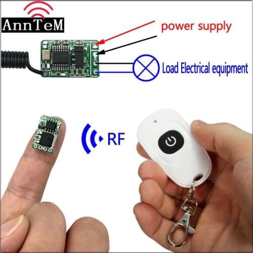 Anntem RF Mini 433mhz Wireless Remote Control Switch DC3.7V To12v Battery Learning Code Led Inching Trigger Power Supply Switch