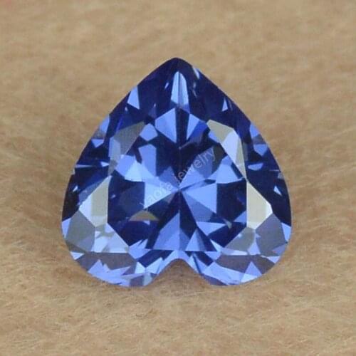 Sale 3*3~12*12mm 5A Deep Blue Tanzanit-e Color Synthetic Cubic Zirconia Stone Heart Shape Cut Loose CZ Lab Gems For Jewelry