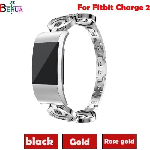 Crystal stainless steel Watch Band Wrist Strap For Fitbit Charge 2 smart watch Replacement fashion women strap For Fitbit Charge