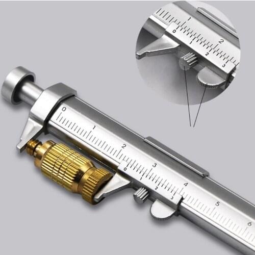 2 Pcs Gel Ink Pen Vernier Caliper 10cm Metric Gauge Precision Dial Shock-proof Measuring Tool Multifunctional Caliper