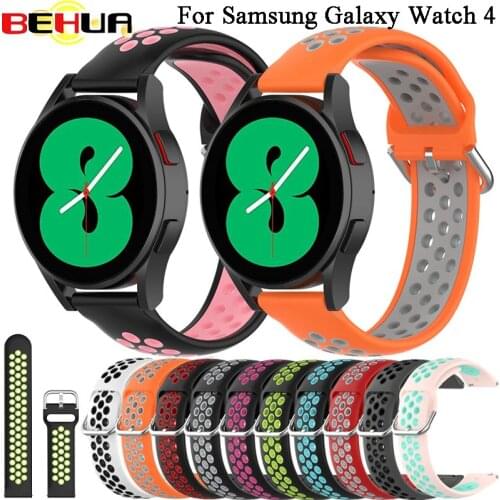 BEHUA Silicone 20mm Watch Strap for Samsung Galaxy Watch 4 40mm 44mm /Watch4 Classic 42mm 46mm Gear S2 Active 2 Watchband Correa