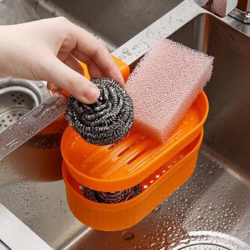 Kitchen Sink Strainer Double Layer Leftovers Soup Juice Separated By Garbage Filter Drain Basket Sponge Holder Storage Rack