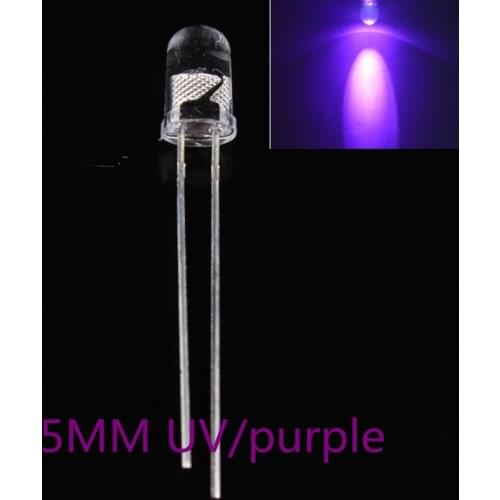100PCS Super Bright 5mm Round UV/ Purple Led Emitting Diode F5 LED light for DIY lights