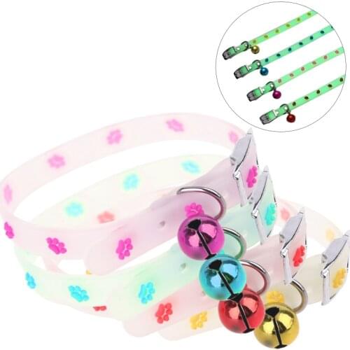 Pet Glowing Collars with Bells Glow at Night Dogs Cats Light Luminous Necklace
