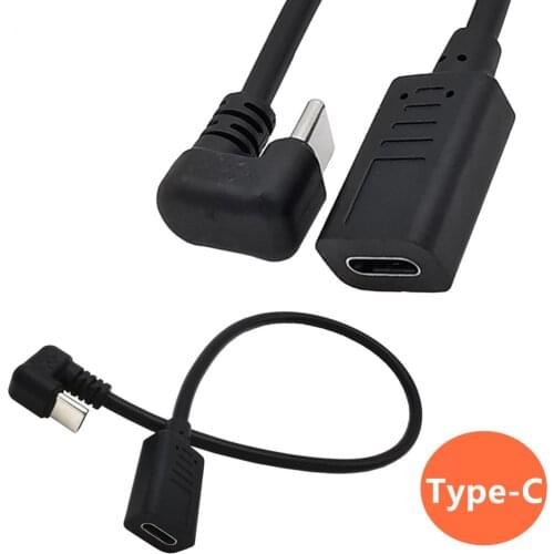 Type C Up Down Right Angle 180 Degree USB 3.1 Male to Female Extension USB-C Charging Data Converter Adapter Cable 0.3m/30cm