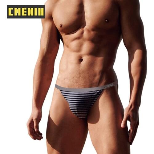 2021 Cotton Stripe Underpants Gay Men Sexy Mans Underwear Thong Men Jockstrap Low waist Mens thong And G strings Cueca BS3119