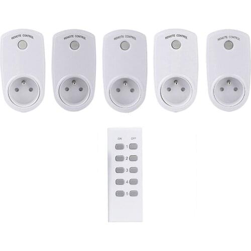 Smart Plug Remote 433.92mhz Remote Control Wireless Socket Appliance Switch with Remote France Standard (5 Socket+1 Remote)