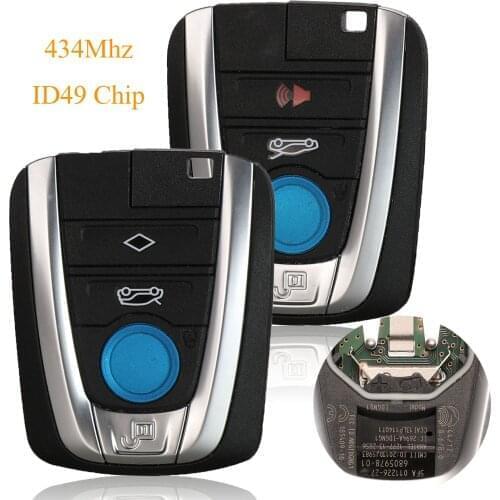 Kutery 5pcs 4 Buttons Smart Remote Car Key Fob 434Mhz ID49 Chip For BMW i3 i8 Series 2014 2015 2016 2017