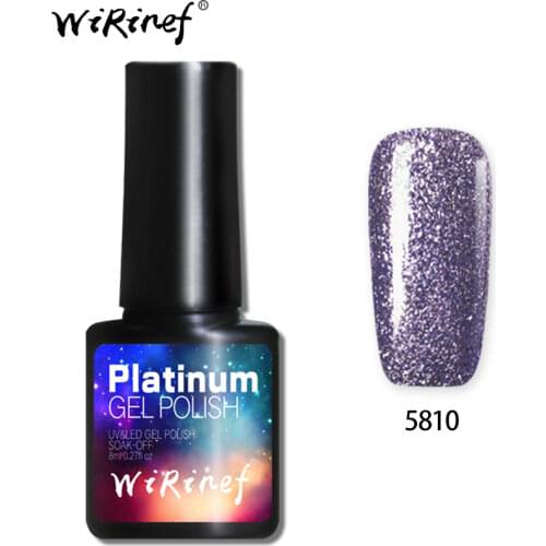 WiRinef Glitter Platinum Gel Nail Varnish Shiny Long Lasting Bright UV Nail Gel Polish Soak Off Nail Lacquer Glue