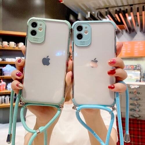 Anti-drop Candy color Lanyard Phone Case For Samsung Galaxy Note 20 S20 Ultra Plus A10 M10 A20E A50 A51 A71 A31 A41 A70 PU Cover