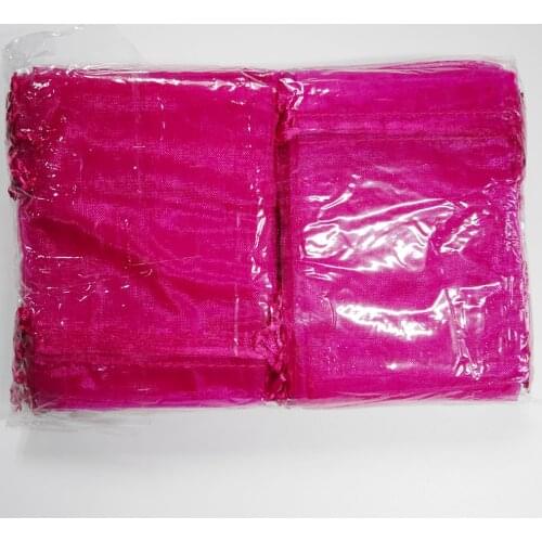 100pcs Wedding Gift Bag Rose Red Organza Bag Pouches Party Jewelry Packaging Bags Jewellery Bags Pouch 7x9 9x12 10x15 15x20cm